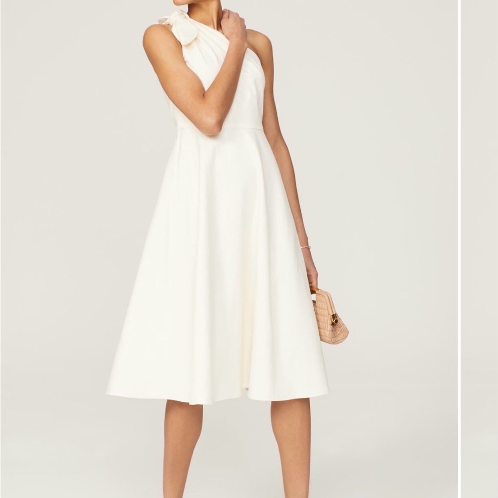 kate spade Cream One-Shoulder Midi Dress with Knotted Strap